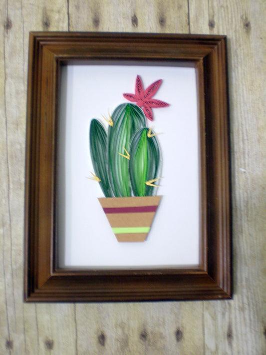 Cactus Plant Paper Quilled Wall Artwork - Quilling Flower - Home Decor - Gift for Her - Housewarming - Tropical Framed Art